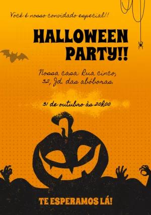 Convite Festa de Halloween com Abóbora para Editar Online