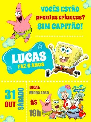 Convite Aniversário Bob Esponja e Amigos para Editar Online