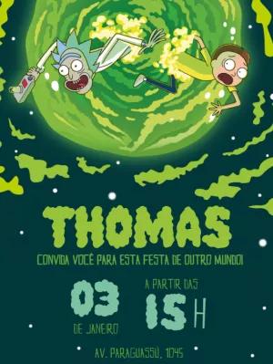 Convite de Aniversário Rick and Morty para Editar Online