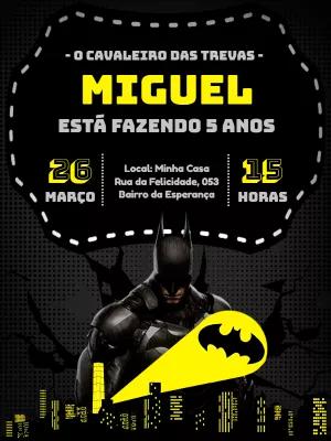 Convite Aniversário Batman Cavaleiro das Trevas para Editar