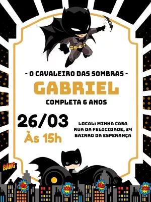 Convite Aniversário Batman: O Cavaleiro das Sombras Editável