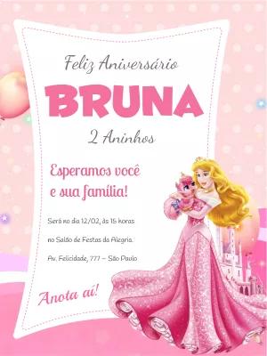 Convite Aniversário Bela Adormecida para Editar Online