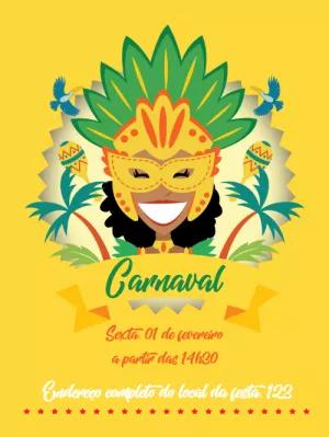 Convite de Carnaval com Máscara e Folia para Editar Online