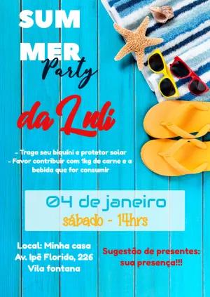 Convite Aniversário Tardezinha Tema Praia para Editar Online