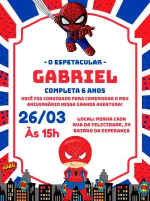 Convite Aniversário Homem Aranha para Editar Online
