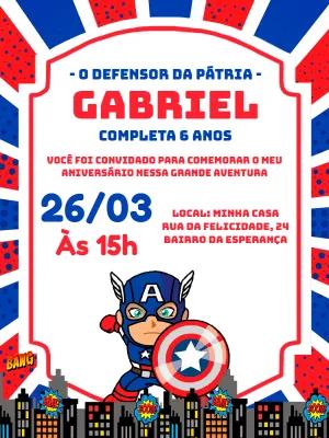 Convite de Aniversário Capitão América para Editar Online