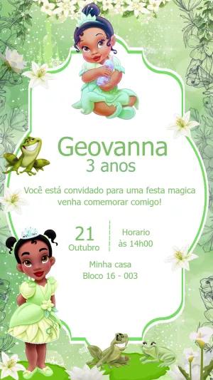 Convite de Aniversário Princesa Tiana para Editar Online