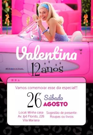 Convite de Aniversário Barbie Filme para Editar Online