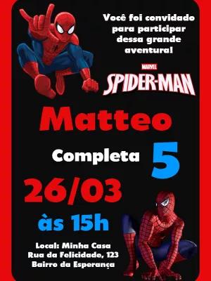 Convite Aniversário Homem Aranha para Editar Online
