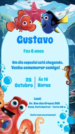 Convite de Aniversário Procurando Nemo para Editar Online