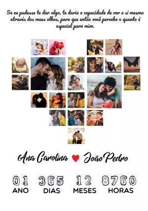 Quadro de Aniversário de Namoro com Fotos para Editar Online