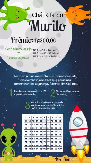 Chá Rifa Astronauta com Foguete e Alien para Editar Online