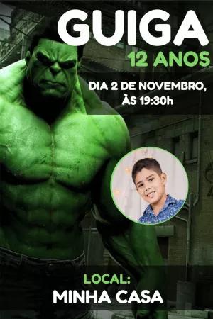 Convite de Aniversário Hulk com Foto para Editar Online