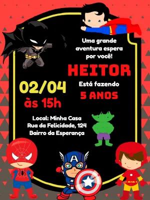 Convite de Aniversário Vingadores Toy para Editar Online