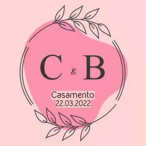 Logo Monograma Casamento com Folhas para Editar Online