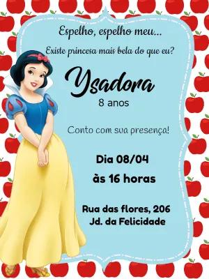 Convite Branca de Neve Aniversário Editável Online