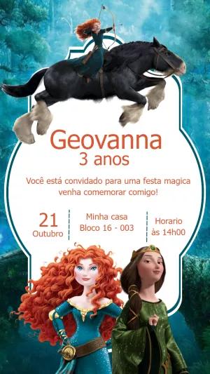 Convite de Aniversário Valente com Merida para Editar Online
