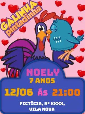 Convite Aniversário Galinha Pintadinha Romântico para Editar