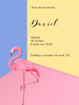 Convite de Aniversário Flamingo Tropical para Editar Online