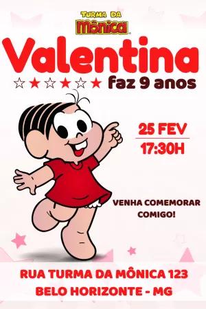 Convite de Aniversário da Mônica para Editar Online