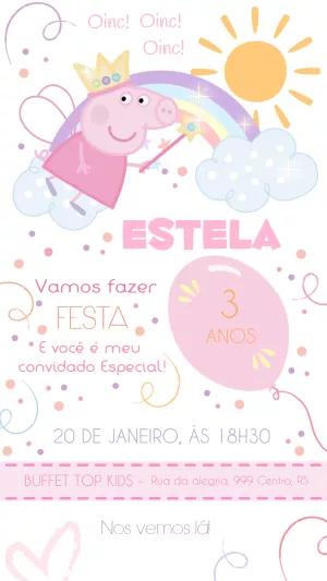 Convite de Aniversário Peppa Pig Fada para Editar Online