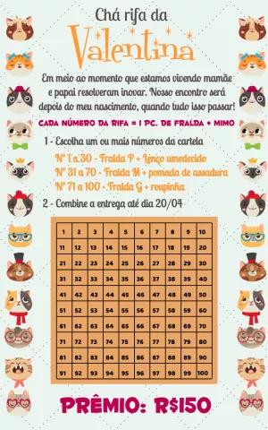 Convite Chá Rifa Gatinhos Fofos para Editar Online