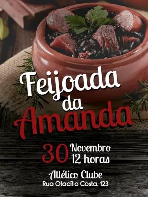 Convite de Feijoada Rústico com Foto para Editar Online