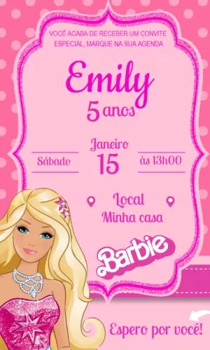 Convite Aniversário Barbie para Editar e Imprimir