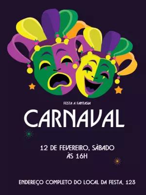 Convite de Carnaval com Máscaras Coloridas para Editar Online