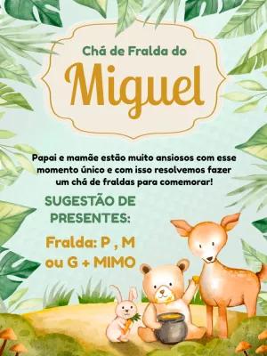 Convite Chá de Fraldas Bosque Encantado para Editar Online