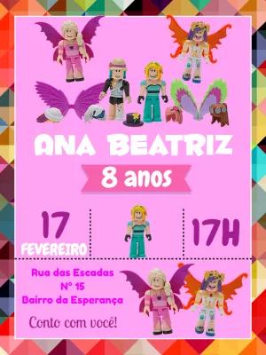 Convite de Aniversário Roblox Menina para Editar Online