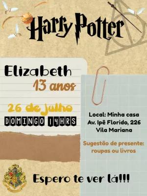 Convite de Aniversário Harry Potter Mágico para Editar Online