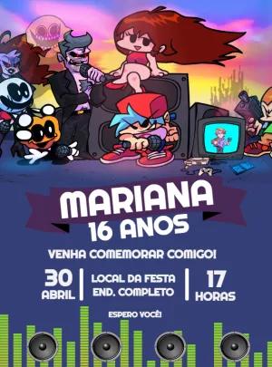Convite de Aniversário Friday Night Funkin para Editar Online