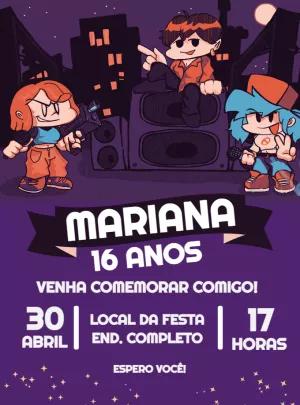 Convite Aniversário Friday Night Funkin' para Editar Online