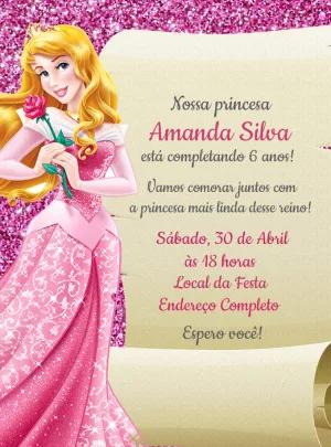 Convite Aniversário Princesa Aurora para Editar Online