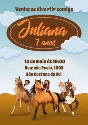 Convite Aniversário Spirit Corcel Indomável para Editar Online