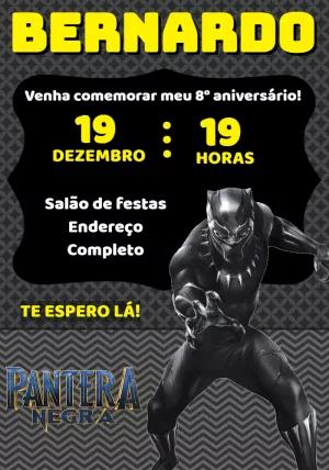 Convite de Aniversário Pantera Negra Editável Online