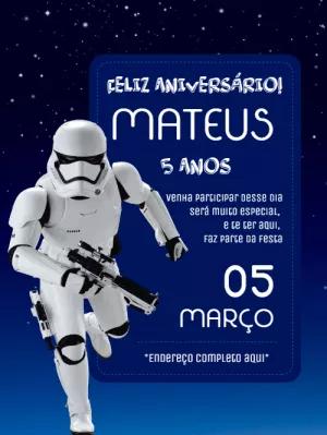 Convite de Aniversário Star Wars Stormtrooper para Editar Online