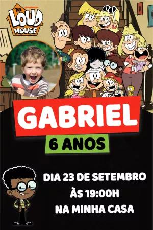 Convite Aniversário The Loud House com Foto para Editar Online