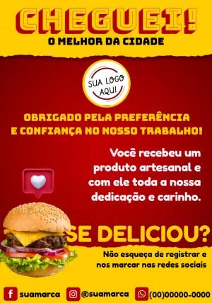 Cartão de Agradecimento Hamburgueria para Editar Online