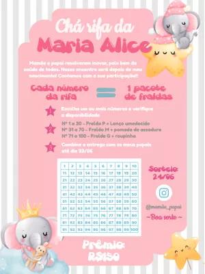 Chá Rifa Elefantinha Princesa Rosa para Editar Online
