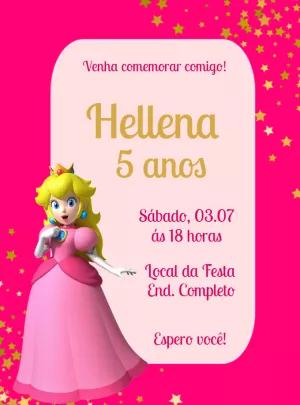 Convite Aniversário Princesa Peach para Editar Online