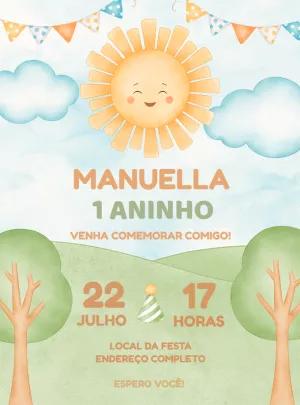 Convite Aniversário Primeira Volta ao Sol para Editar Online