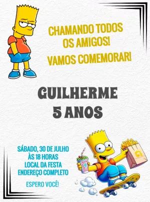 Convite de Aniversário Bart Simpson para Editar Online