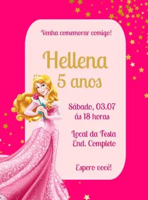 Convite Aniversário Princesa Aurora Disney para Editar Online