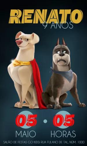 Convite Aniversário Super Pets com Personagens para Editar Online