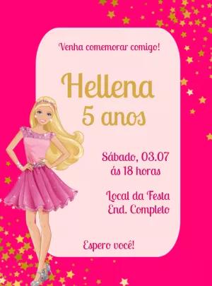 Convite de Aniversário Barbie Rosa para Editar Online