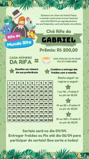 Convite Chá Rifa Mundo Bita Safari para Editar Online