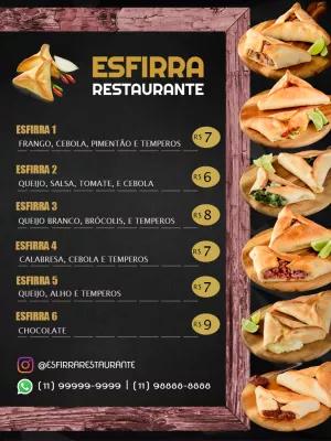 Cardápio de Esfirra Estilo Lousa para Editar Online