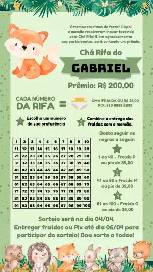 Convite Chá Rifa Bosque Encantado para Editar Online